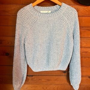 Altar’d State Chenille Cozy Cropped Blue Sweater